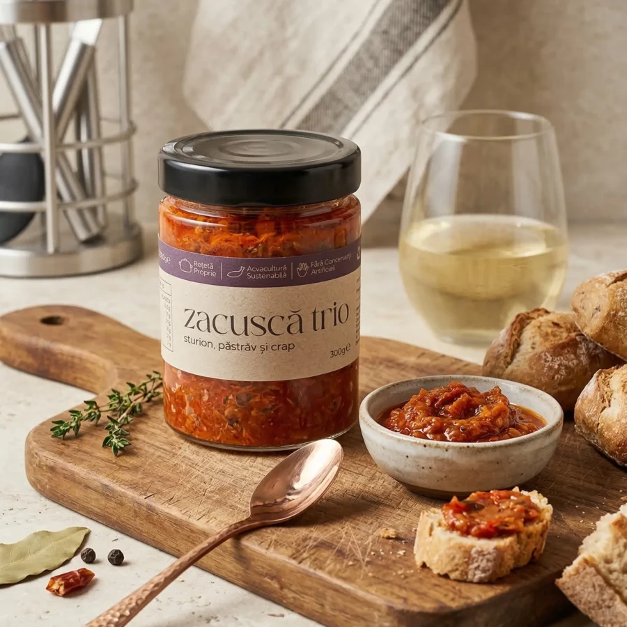 Zacusca trio sturion, pastrav si crap