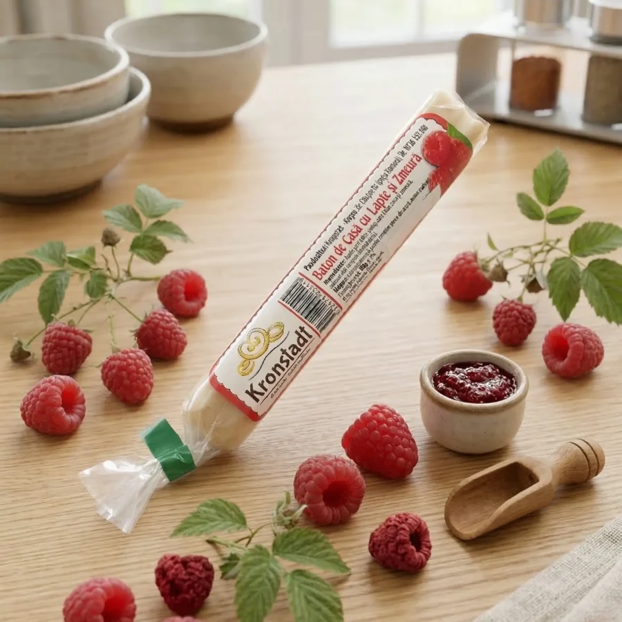 Baton de casa cu lapte si zmeura